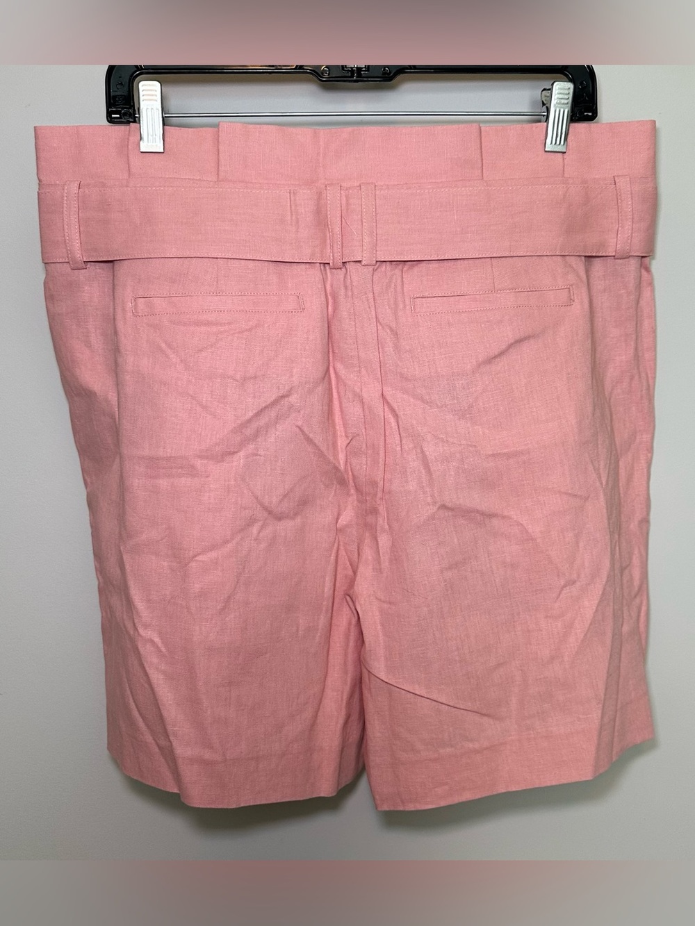 NWT Boden St Ives Paperbag Shorts Pink Linen Cotton Preppy Summer High Waist 12 - Picture 3 of 11